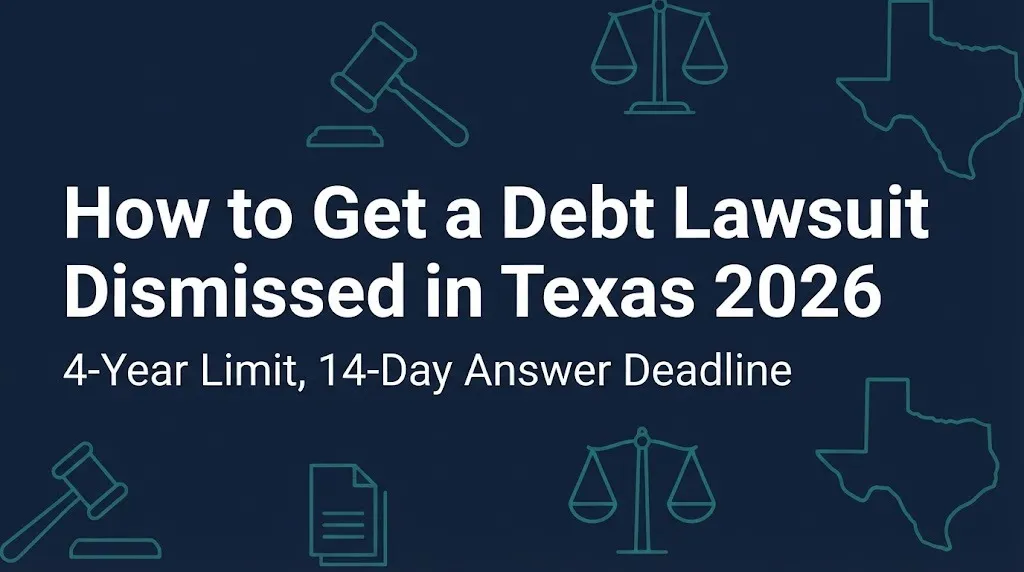 How to get a debt lawsuit dismissed in Texas 2026 guide with 4-year limit and answer deadline