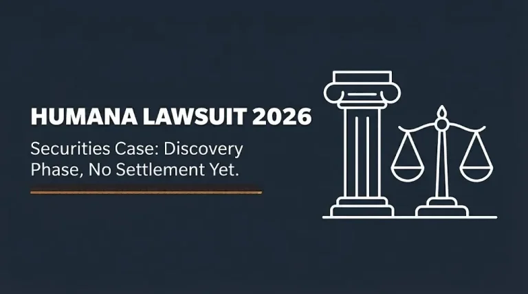 Humana lawsuit 2026 banner showing the securities case is in discovery with no settlement reached yet.
