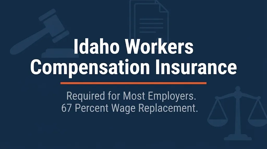 Idaho workers compensation insurance 2026 banner showing employer requirements and wage replacement rate.