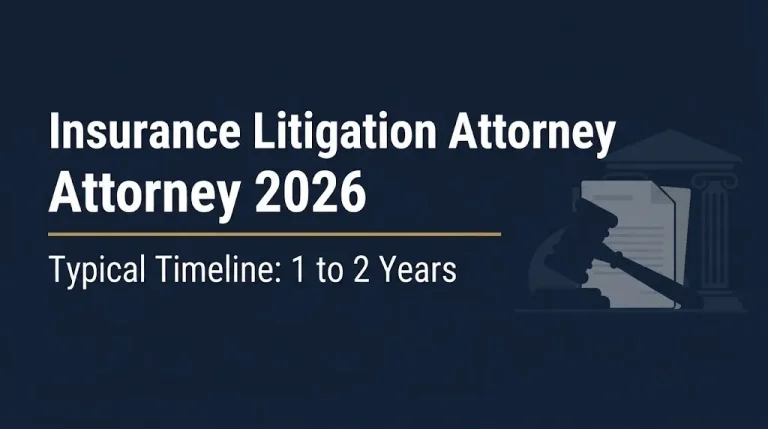 Insurance litigation attorney 2026 guide with typical case timeline of one to two years.
