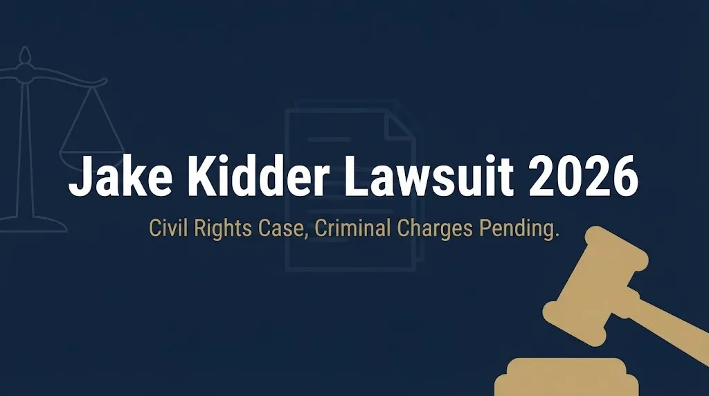 Jake Kidder lawsuit 2026 hero banner showing civil rights case and legal symbols.