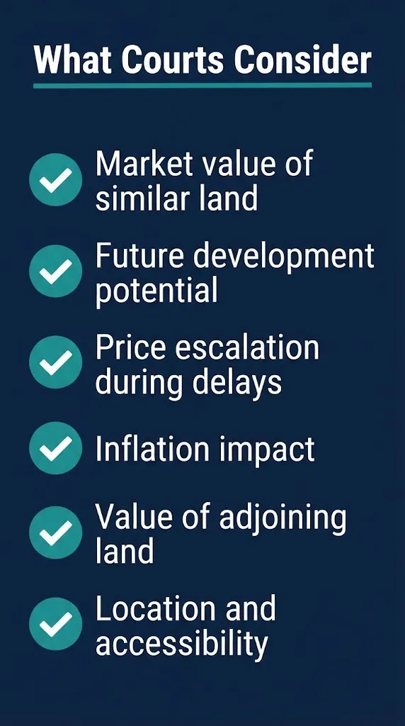 Just compensation calculation factors checklist showing what courts consider in 2026.