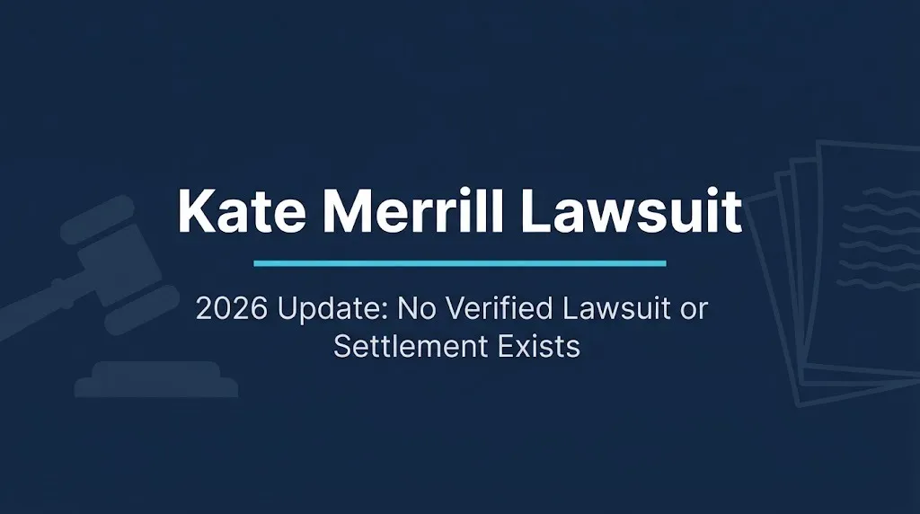 Kate Merrill lawsuit 2026 status showing no verified lawsuit or settlement exists in public records.