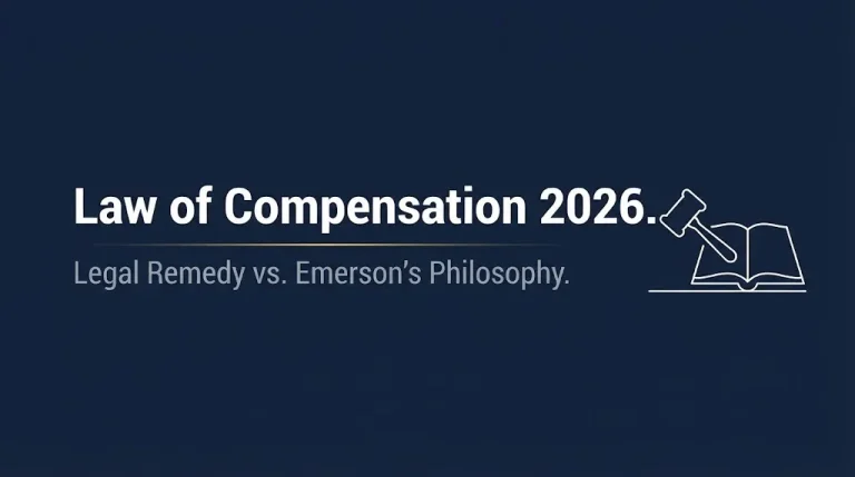 Law of compensation 2026 guide covering legal remedy and Emerson philosophy.
