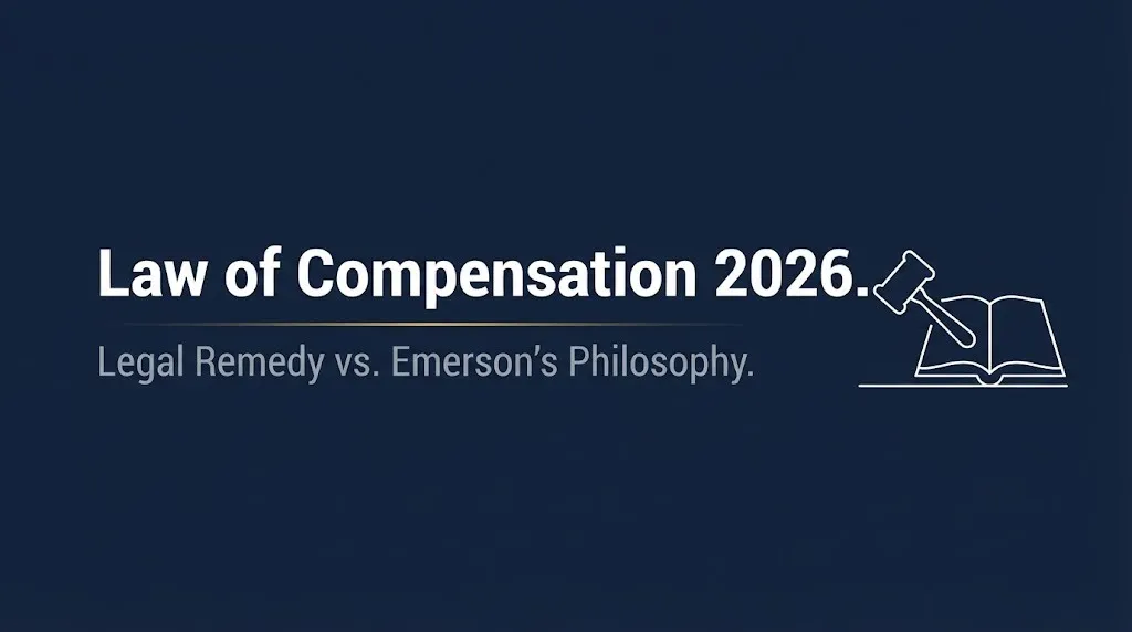 Law of compensation 2026 guide covering legal remedy and Emerson philosophy.