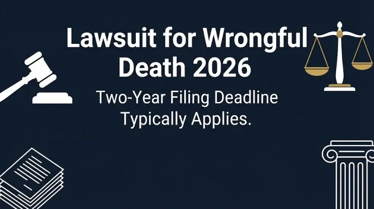 Lawsuit for wrongful death 2026 banner graphic with two-year filing deadline highlighted.