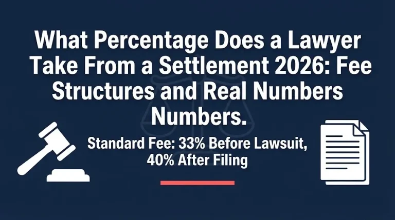 Lawyer settlement percentage 2026 guide showing standard contingency fee rates.