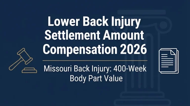 Lower back injury settlement amount workers compensation 2026 guide with Missouri back injury values