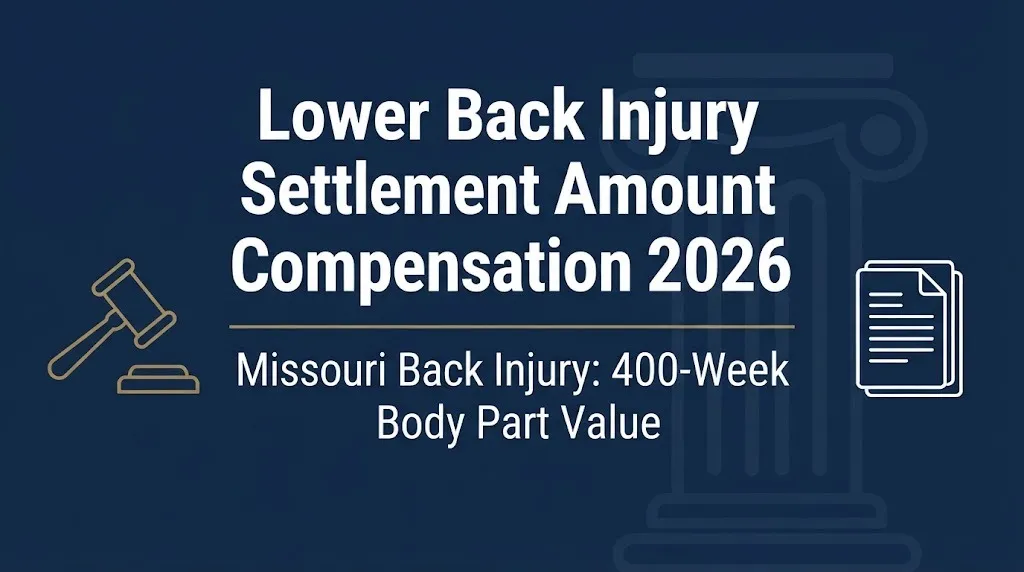Lower back injury settlement amount workers compensation 2026 guide with Missouri back injury values