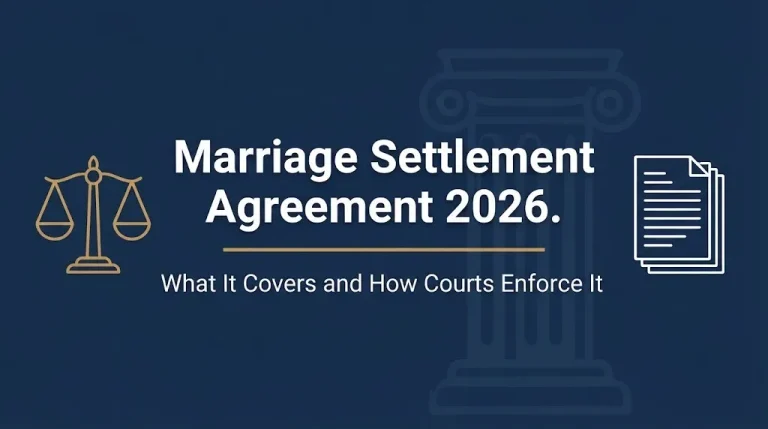 Marriage settlement agreement 2026 guide banner explaining divorce contract basics