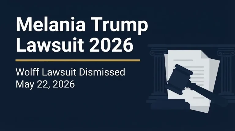 Melania Trump lawsuit 2026 guide with May 22 dismissal date for Michael Wolff case.