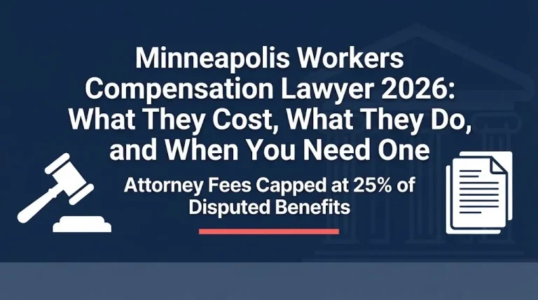 Minneapolis workers compensation lawyer 2026 guide showing fee cap and claim information.