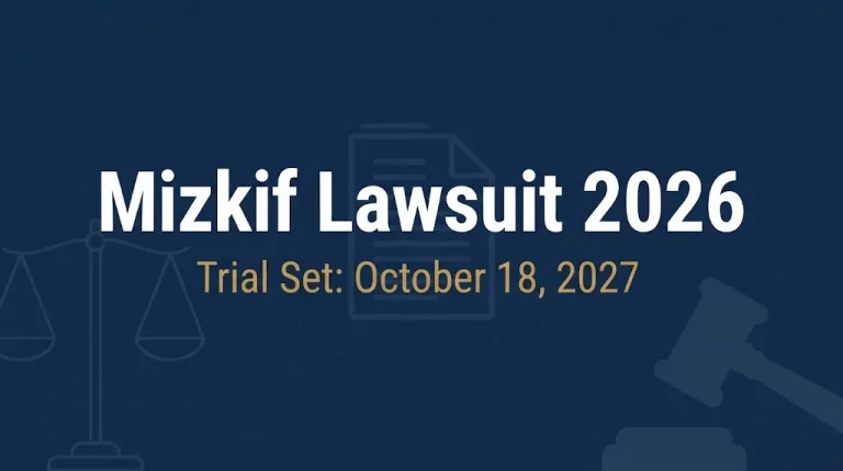 Mizkif lawsuit 2026 hero banner showing trial date and legal symbols.