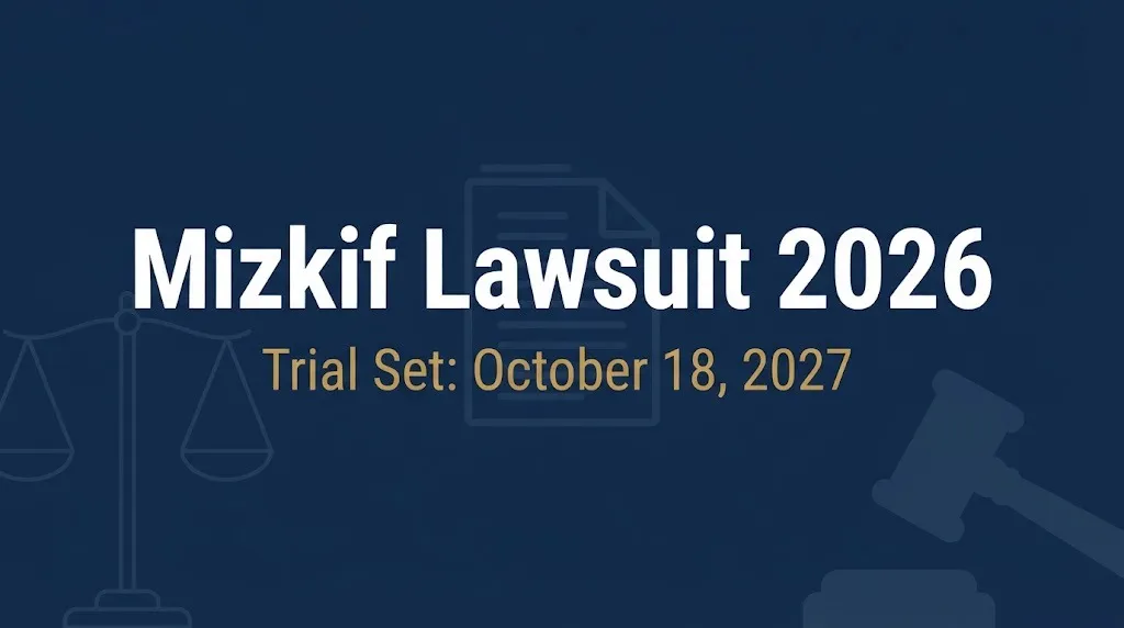 Mizkif lawsuit 2026 hero banner showing trial date and legal symbols.