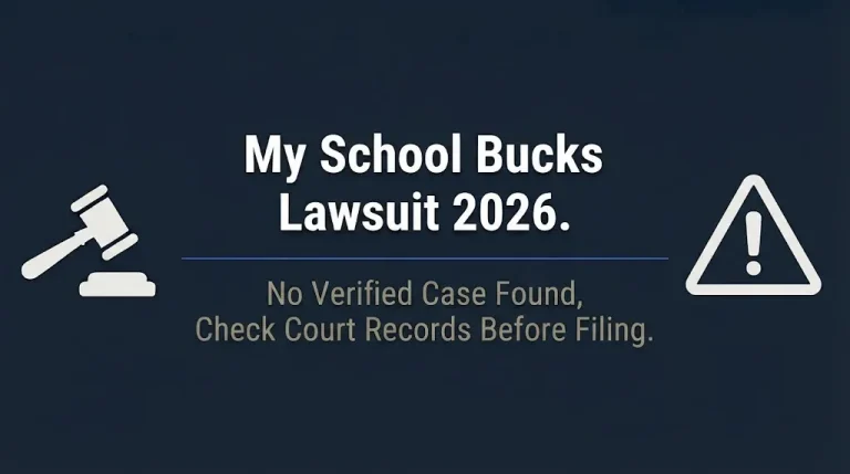 My School Bucks lawsuit 2026 banner warning no verified case found in court records.