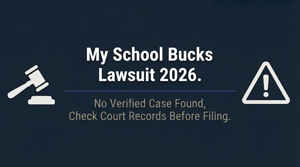 My School Bucks lawsuit 2026 banner warning no verified case found in court records.