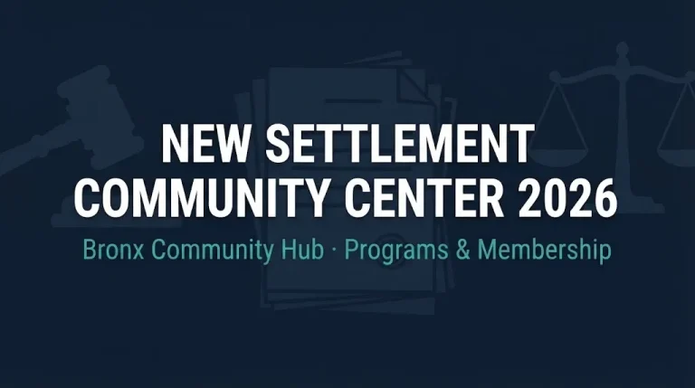 New Settlement Community Center 2026 hero graphic showing Bronx community facility and programs