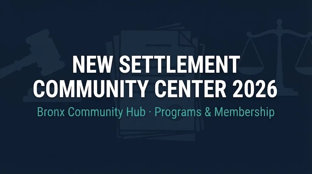 New Settlement Community Center 2026 hero graphic showing Bronx community facility and programs