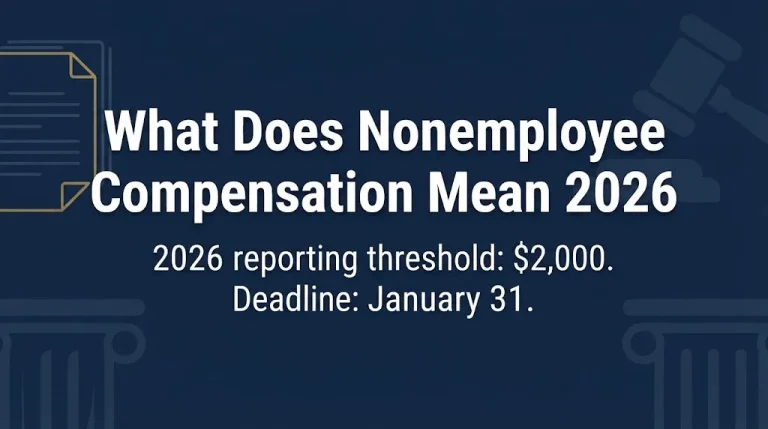 Nonemployee compensation 2026 hero banner with $2,000 threshold and January 31 deadline.