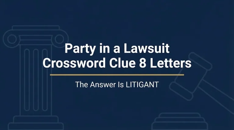Party in a lawsuit crossword clue 8 letters banner showing the answer LITIGANT.
