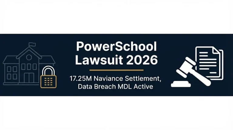 PowerSchool lawsuit 2026 banner with $17.25M Naviance settlement and data breach MDL.