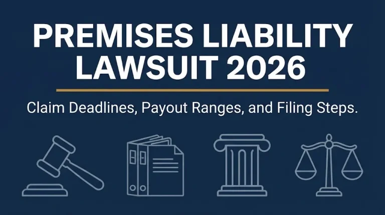 Premises liability lawsuit 2026 hero banner showing claim deadlines and payout information.