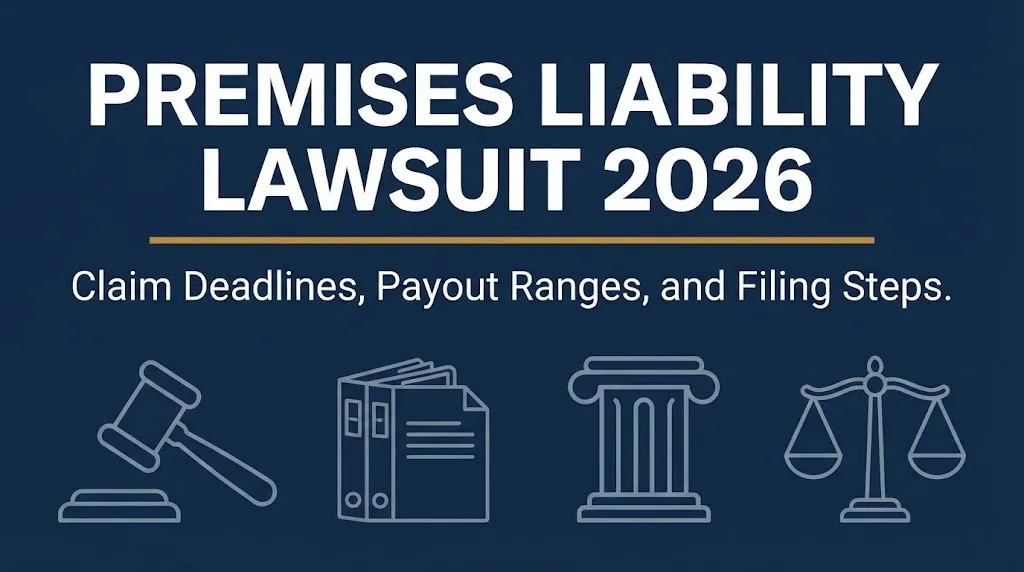 Premises liability lawsuit 2026 hero banner showing claim deadlines and payout information.