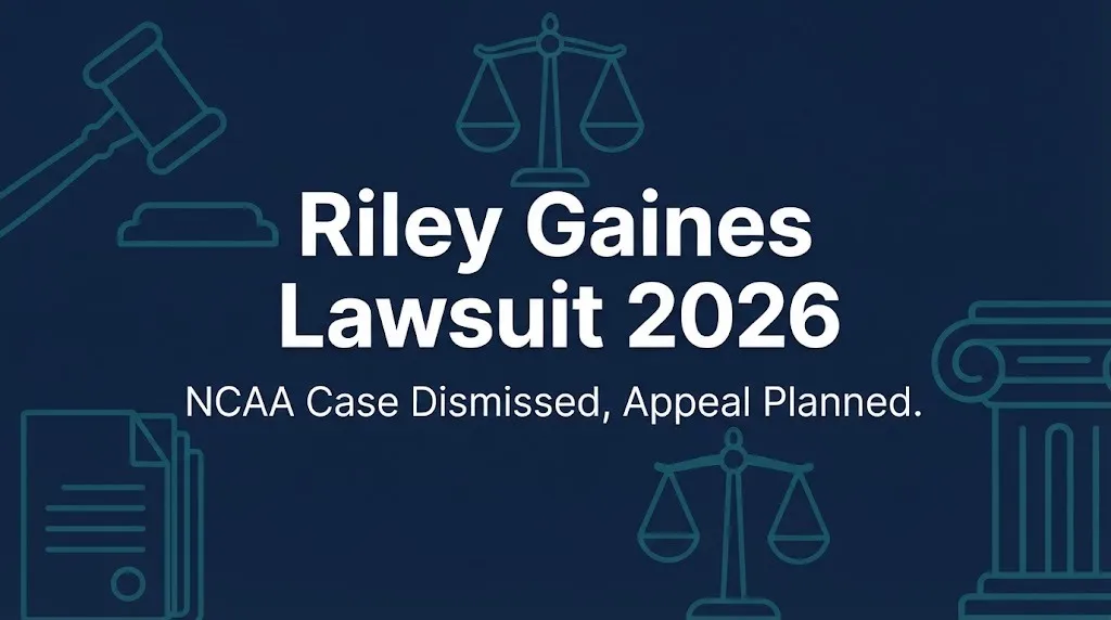 Riley Gaines lawsuit 2026 guide showing NCAA case dismissed and appeal planned