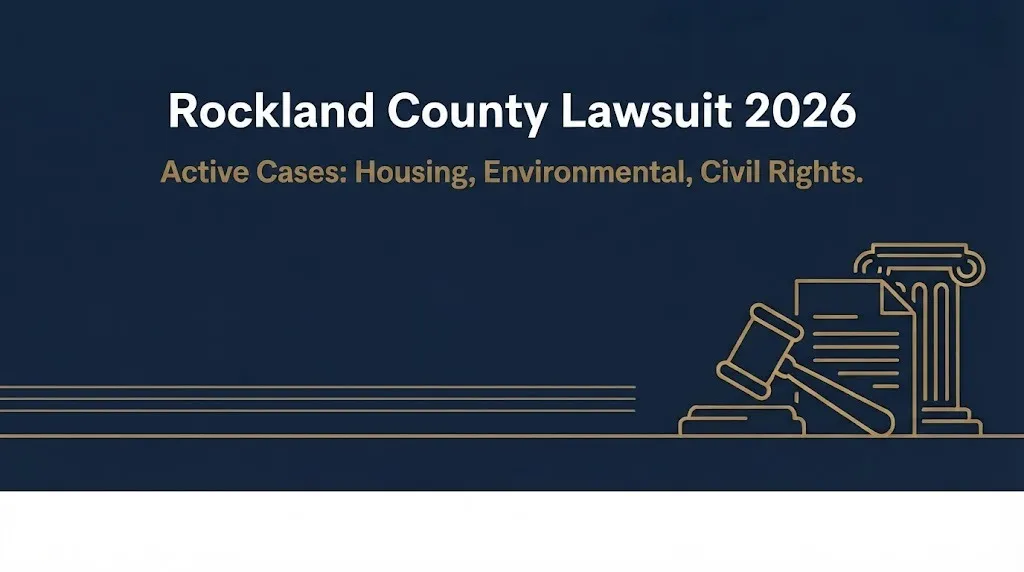 Rockland County lawsuit 2026 banner showing active cases involving housing, environmental, and civil rights disputes.