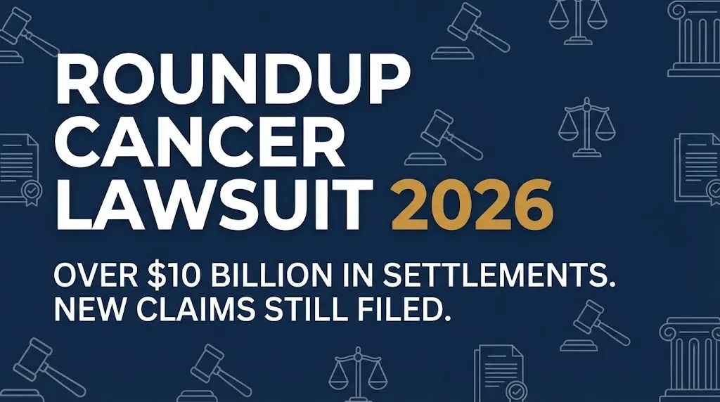 Roundup cancer lawsuit 2026 status showing over ten billion in settlements and new claims still filed.