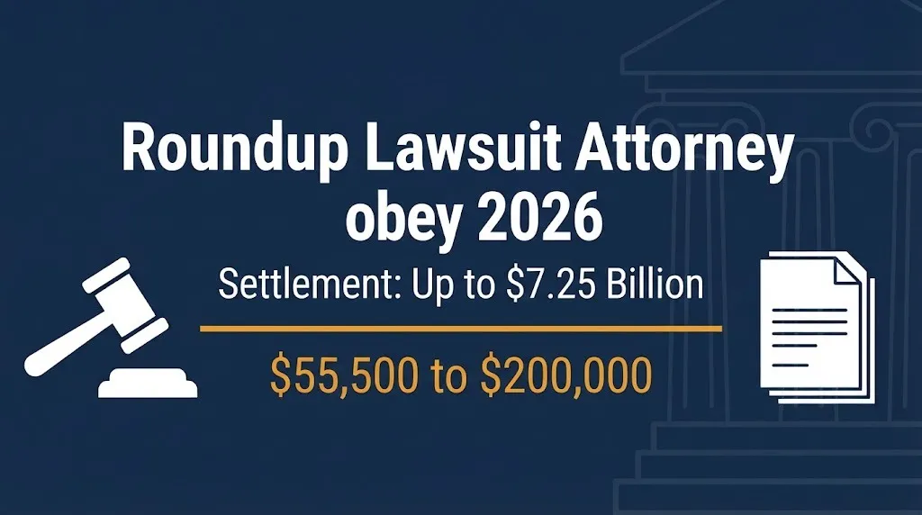 Roundup lawsuit attorney 2026 banner showing $7.25 billion settlement fund