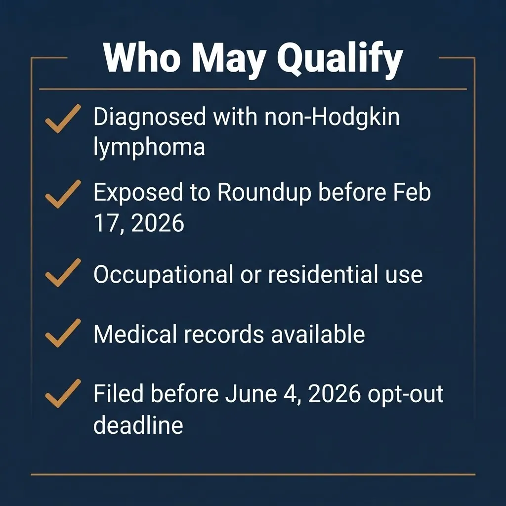 Roundup lawsuit eligibility checklist for 2026 settlement claims
