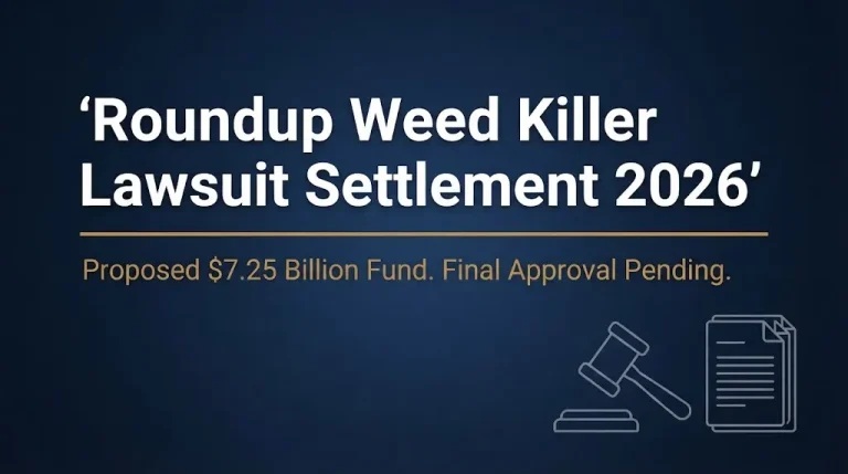 Timeline of Roundup settlement key dates including February 2026 announcement and September 2026.