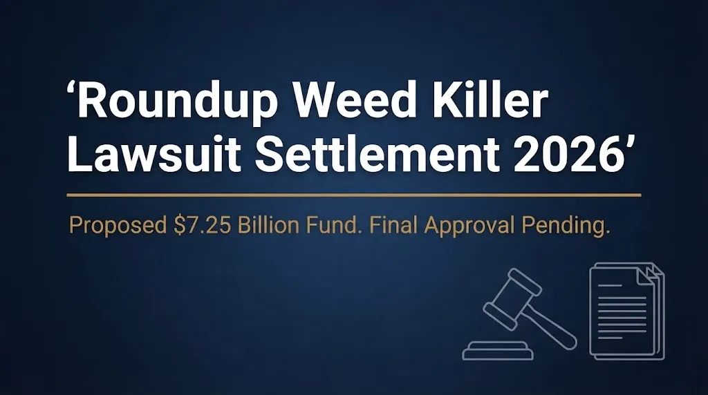 Timeline of Roundup settlement key dates including February 2026 announcement and September 2026.
