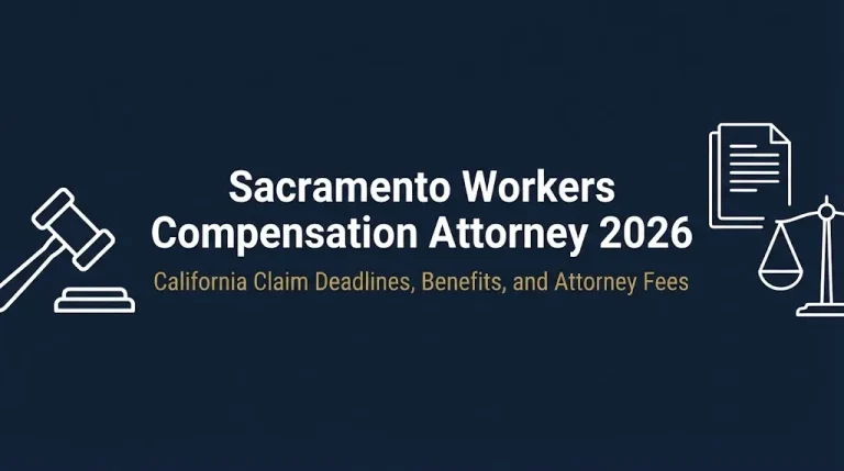 Sacramento workers compensation attorney 2026 banner with California claim deadlines and benefits text.