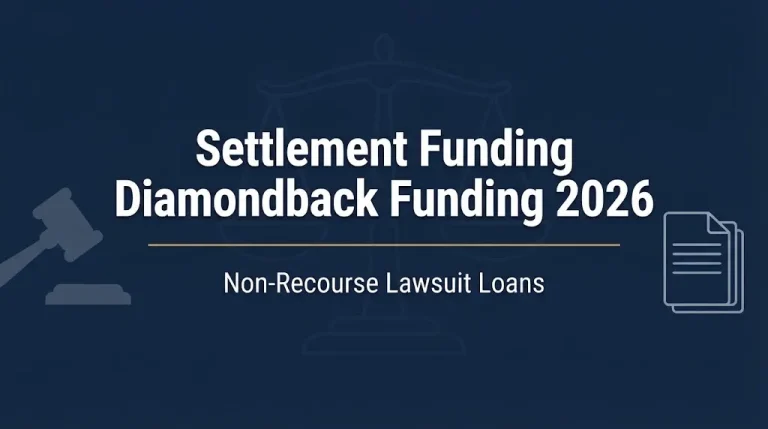 Settlement funding Diamondback Funding 2026 banner explaining non-recourse lawsuit loans.