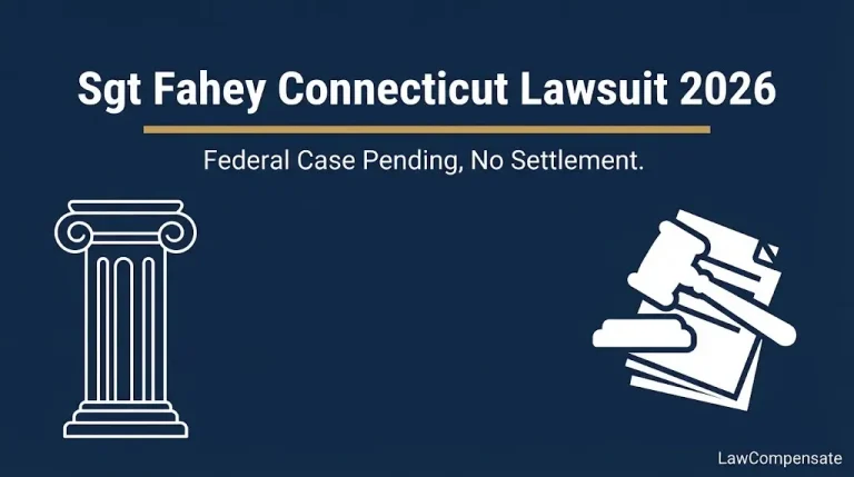 Sgt Fahey Connecticut lawsuit 2026 banner showing federal case pending with no settlement reached.