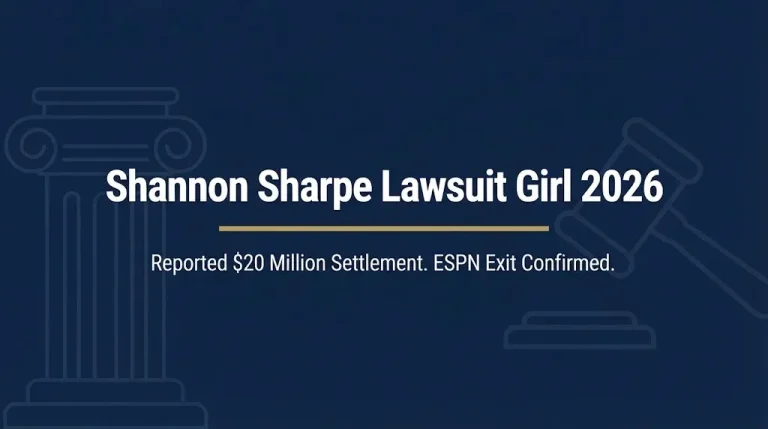 Shannon Sharpe lawsuit girl 2026 banner showing reported $20 million settlement and ESPN exit.