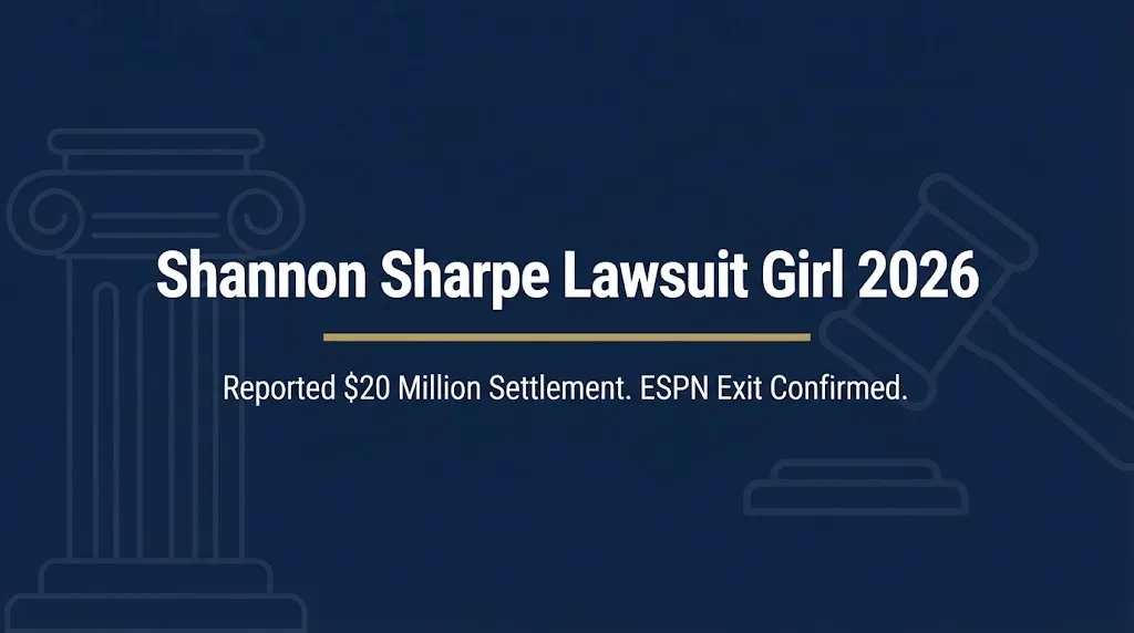 Shannon Sharpe lawsuit girl 2026 banner showing reported $20 million settlement and ESPN exit.