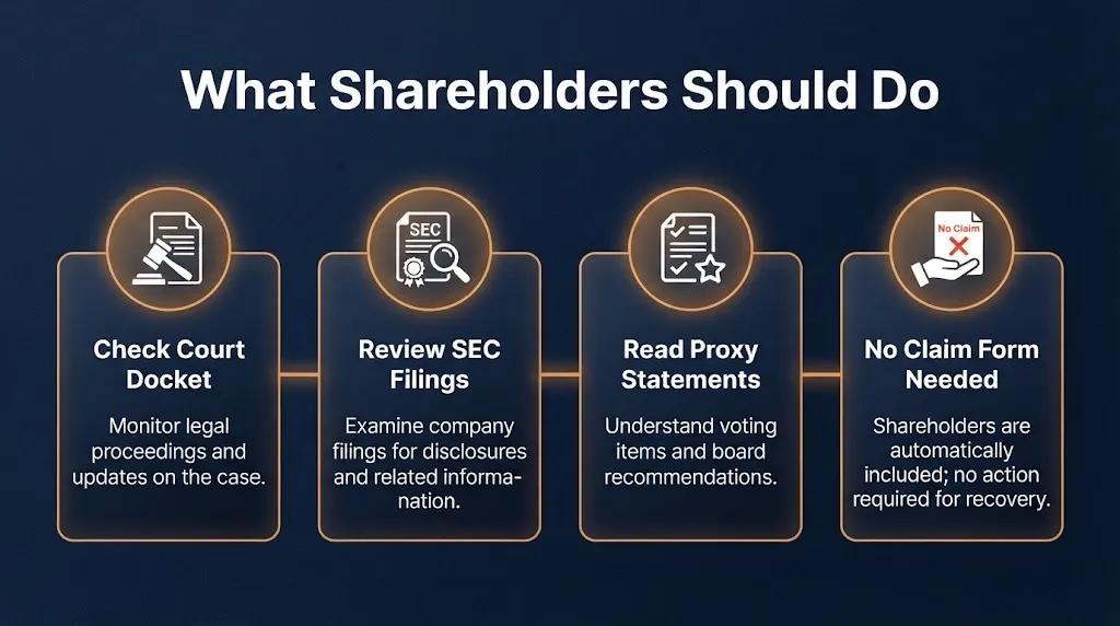 Steps showing what Align shareholders should do regarding the Snow v Align derivative case.