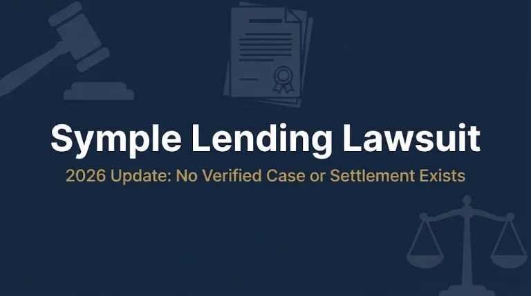 Symple Lending lawsuit 2026 banner showing no verified case exists.