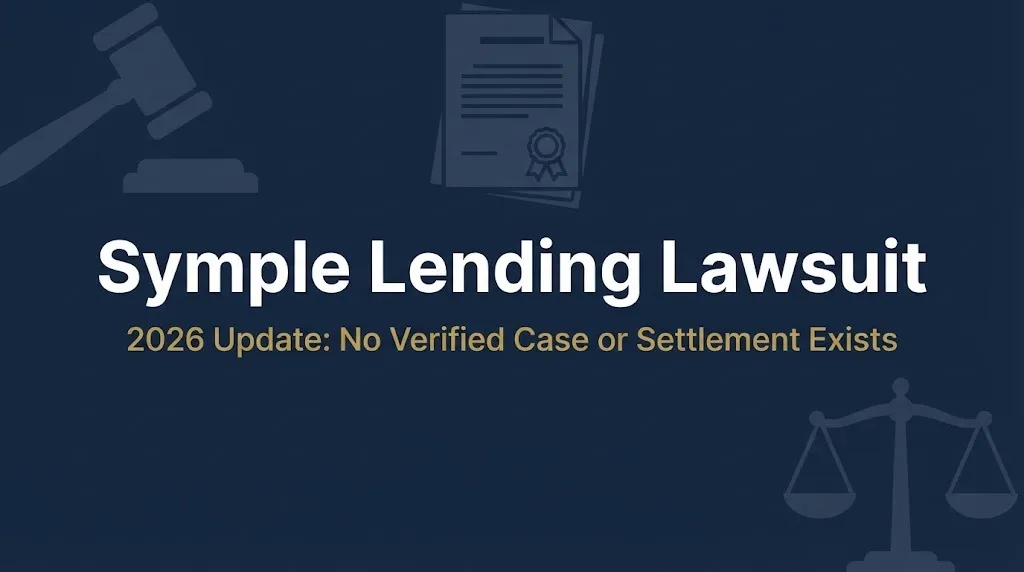 Symple Lending lawsuit 2026 banner showing no verified case exists.