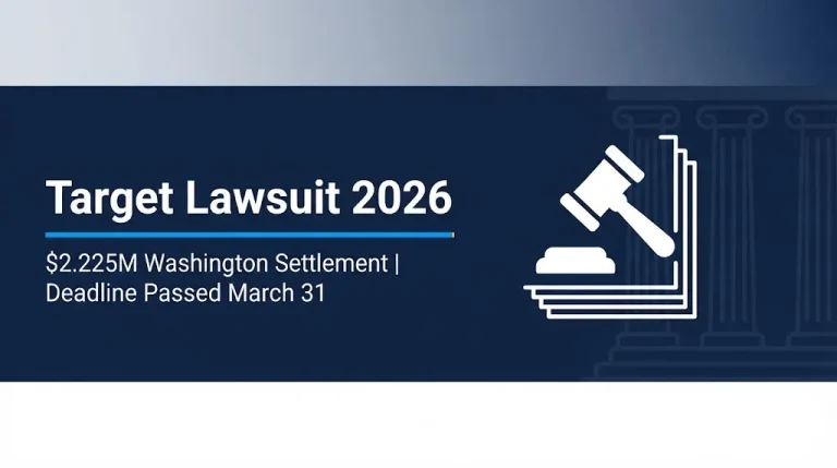Target lawsuit 2026 banner showing $2.225M Washington settlement and passed claim deadline.