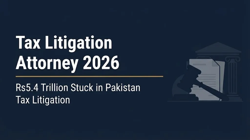 Tax litigation attorney 2026 guide with Pakistan tax dispute backlog figure of 5.4 trillion rupees.