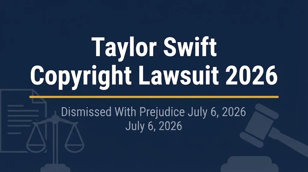 Taylor Swift copyright lawsuit 2026 hero banner with gavel and scales icons