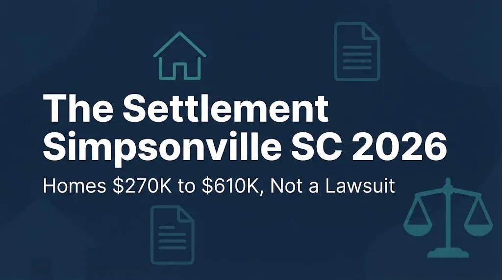 The Settlement Simpsonville SC 2026 guide showing home prices and clarifying it's a neighborhood
