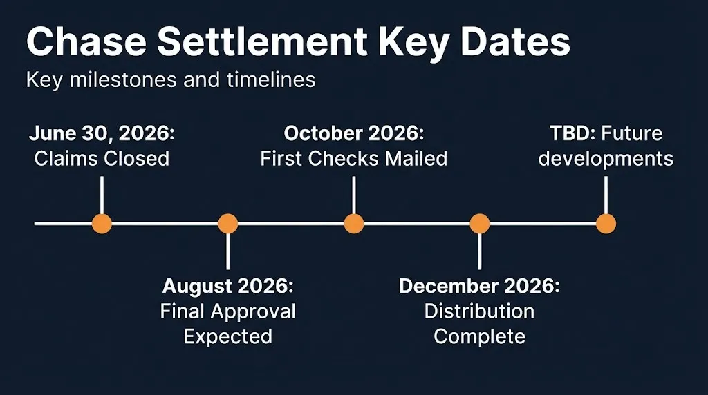 Timeline of Chase class action settlement key dates and payout schedule