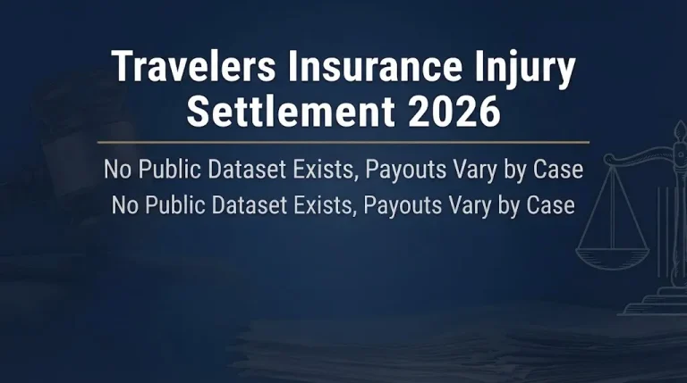 Travelers insurance injury settlement 2026 banner showing payouts vary by case, no public dataset.