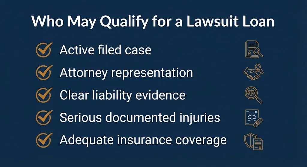 Truck accident lawsuit loan eligibility checklist showing who may qualify for funding.