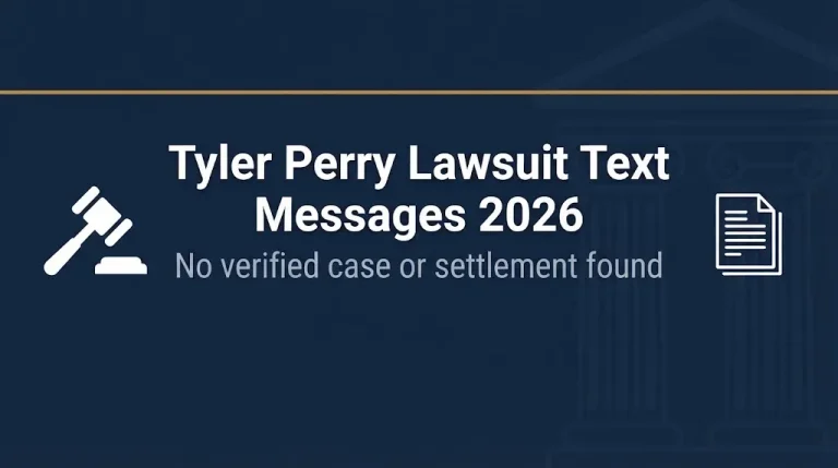 Tyler Perry lawsuit text messages 2026 banner showing no verified case or settlement.